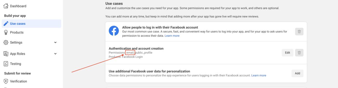 Facebook Email Permission