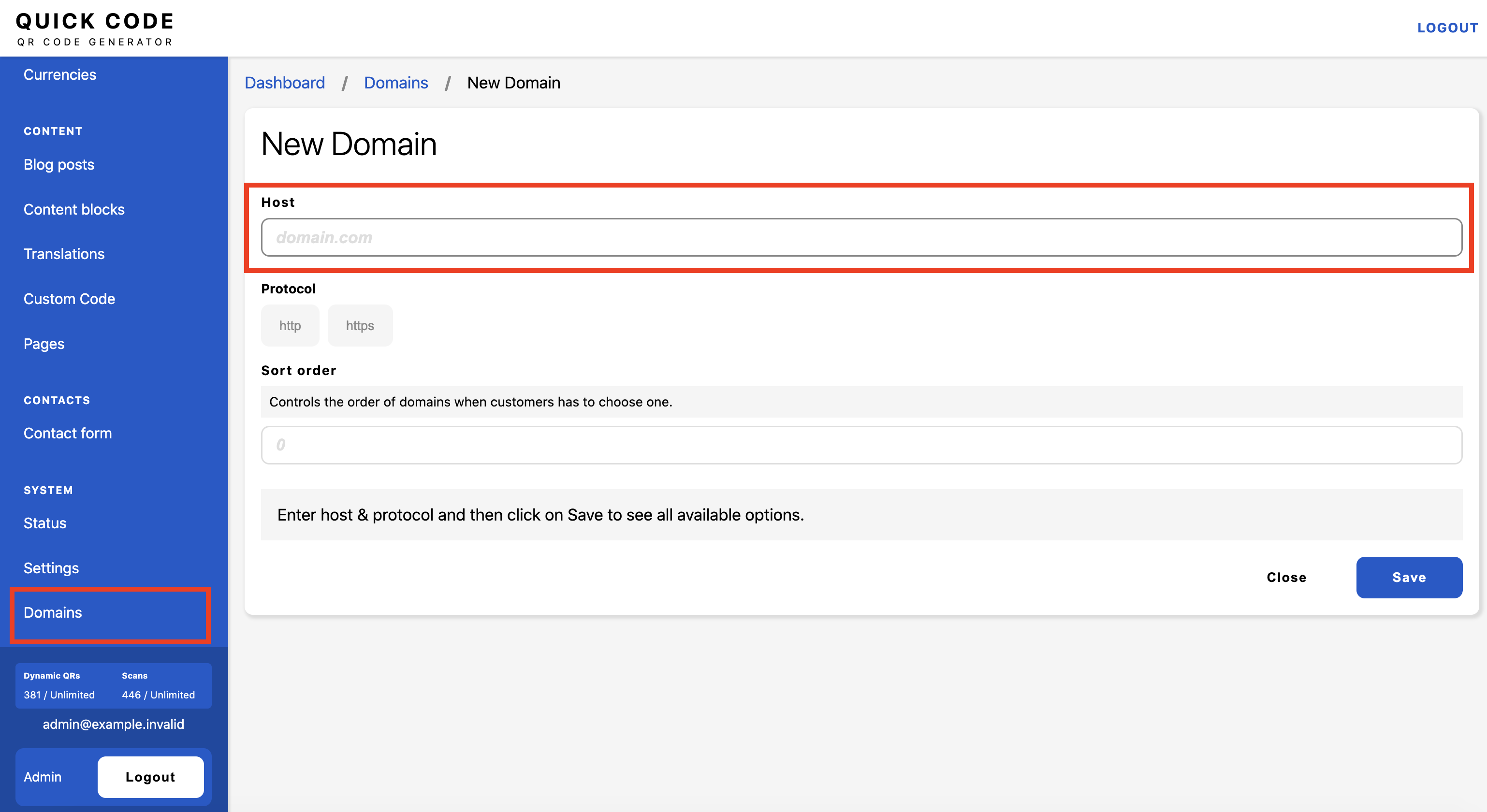 Create Domain